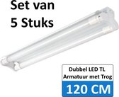 LED Buis  armatuur met Trog 120cm - Dubbel | Set van 5