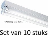 LED Buis armatuur 120cm - Dubbel | Inclusief LED buizen - Natuurlijk wit (Set van 10 stuks)