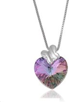 Fate Jewellery FJ452 Ketting - Crystal Heart - Lilac - Swarovski Kristal - 925 Zilver - 45cm - Hartje