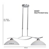 Steinhauer Capri - Lampe à suspension - 2 lumières - Acier - Verre d'albâtre Wit