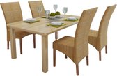 Eetkamerstoelen 4 stuks rattan bruin (incl. vloerviltjes)