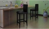 Barkrukken modern kunstleer zwart 6 st (incl. vloerviltjes)