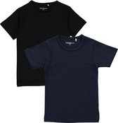 Dirkje Meisjes Shirts Korte Mouwen (2stuks) Blauw en Zwart - Maat 110