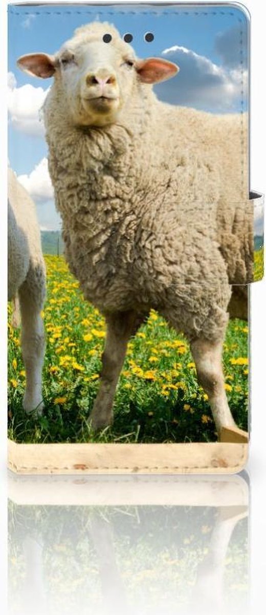 Huawei Ascend P8 Lite Telefoonhoesje met Pasjes Schaap en Lammetje