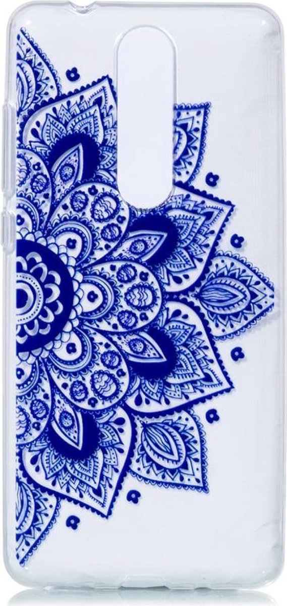 Shop4 - Nokia 5.1 (2018) Hoesje - Zachte Back Case Mandala Blauw