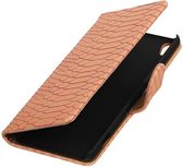 Snake Bookstyle Wallet Case Hoesjes voor Sony Xperia XA Licht Roze