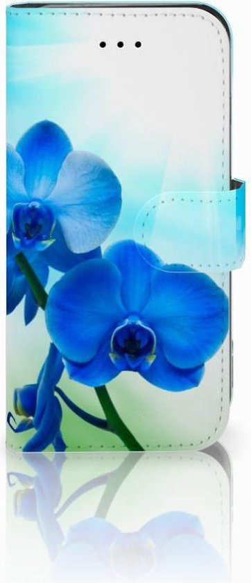 Foto: Flipcase iphone se 2020 2022 7 8 hoesje design orchidee blauw