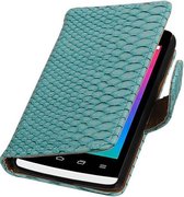 Snake Bookstyle Wallet Case Hoesjes voor LG Joy H220 Turquoise