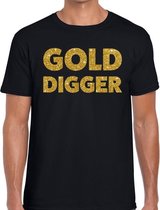 Gold Digger glitter tekst t-shirt zwart heren - heren shirt Gold Digger L