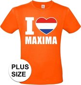 Oranje I love Maxima grote maten shirt heren 3XL