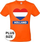 Oranje Holland hart vlag grote maten shirt heren 3XL
