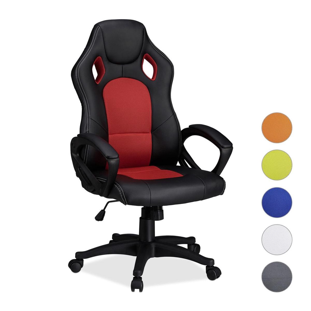 Relaxdays Gaming stoel XR9, PC gamestoel, gamer bureaustoel, belastbare Racing stoel - rood