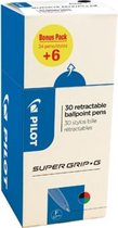 Pilot balpen Super Grip G fijn retractable, value pack met 24 + 6 stuks in 4 geassorteerde kleuren