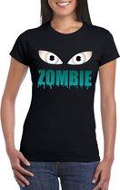 Halloween zombie ogen t-shirt zwart dames M