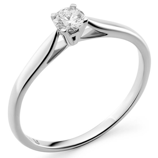 Orphelia RD-3918/1/56 - Bague Solitaire 4 griffes - Or blanc 18 Carats - Diamant 0.20 ct - Taille 56