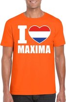 Oranje I love Maxima shirt heren - Oranje Koningsdag/ Holland supporter kleding S
