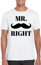 Mr. Right t-shirt wit - heren - vrijgezellenfeest / bruiloft cadeau shirt XL