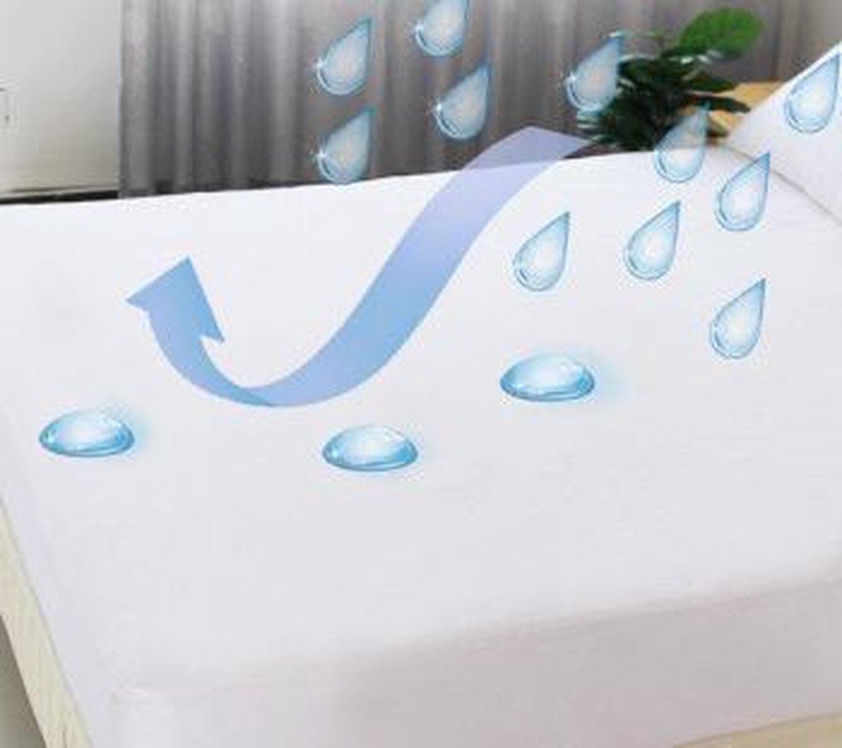 Molton matrasbeschermer waterdicht 160 x 200 hoek van 35 cm
