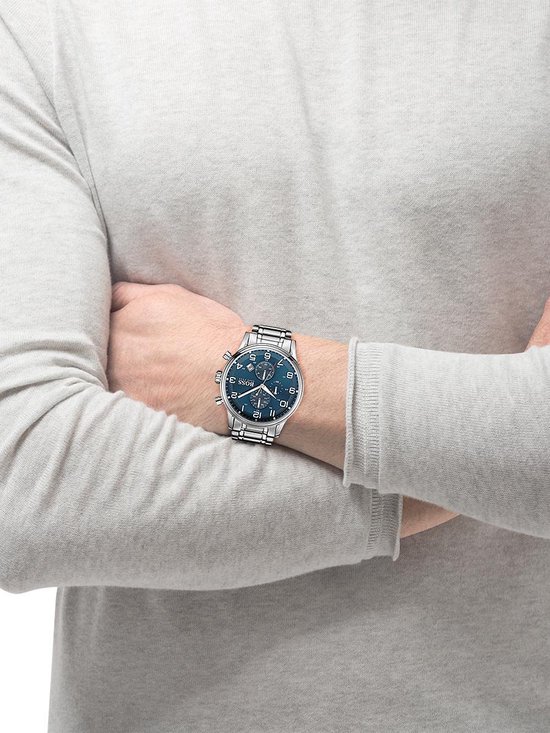 Hugo Boss HB1513183 Horloge - Staal - Zilverkleurig - 44 mm | bol.com