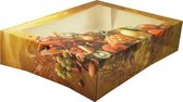 Cateringdoos, Fruit, Karton en kunststof, 220x260x75mm, met venster, geel/Bruin
