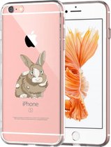 Apple Iphone 6 / 6S Transparant siliconen hoesje met bruin konijntje