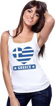 Griekenland hart vlag singlet shirt/ tanktop wit dames S