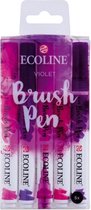 Ecoline “Violet” Brushpennen set van 5  in een Zipperbag