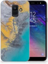 Geschikt voor Samsung Galaxy A6 (2018) TPU Hoesje Design Marble Blue Gold