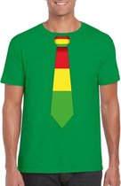 Groen t-shirt met Limburgse kleuren stropdas heren - Carnaval shirts S