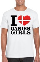 I love Danish girls t-shirt wit heren L