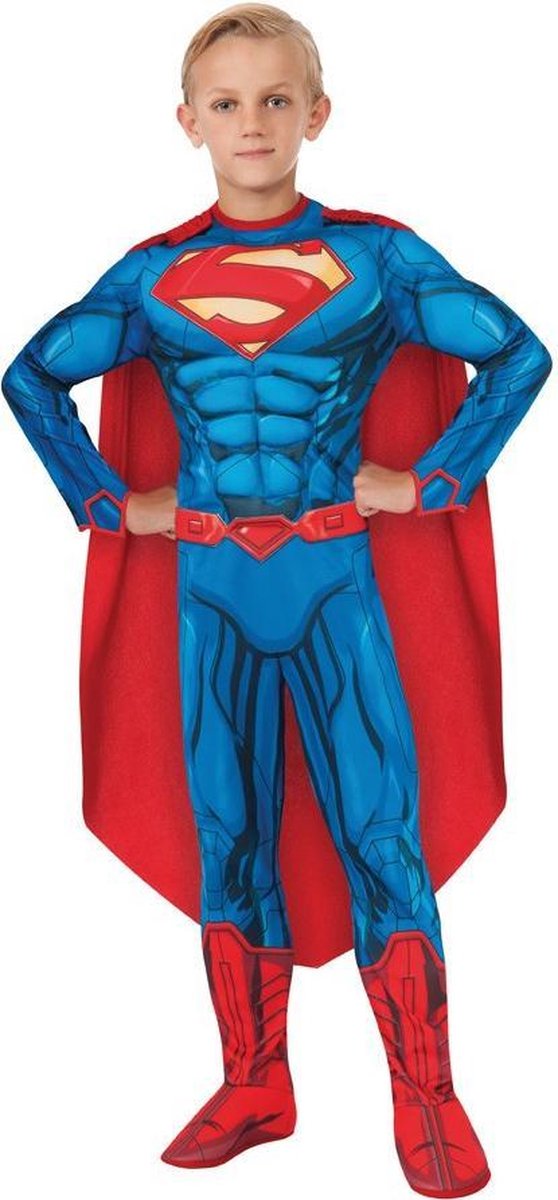 echtgenoot Lift strand Superman pak muscles met cape - maat 122-134 - Marvel Supergirl superheld  blauw rood... | bol.com