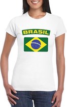 T-shirt met Braziliaanse vlag wit dames L