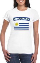 T-shirt met Uruguayaanse vlag wit dames XL