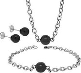 Montebello Set Polytoca - Dames - 316L  Staal - Oorbellen - Armband - Ketting - 3-delig