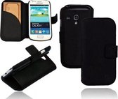 GUARD Lederen booktype hoes voor Samsung Galaxy S3 Mini mat zwart