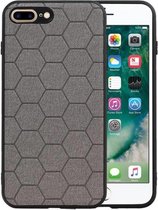 Hexagon Hard Case - Telefoonhoesje - Backcover Hoesje - achterkant hoesje - Geschikt voor iPhone 8 Plus / iPhone 7 Plus - Grijs