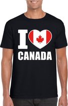 Zwart I love Canada fan shirt heren XL