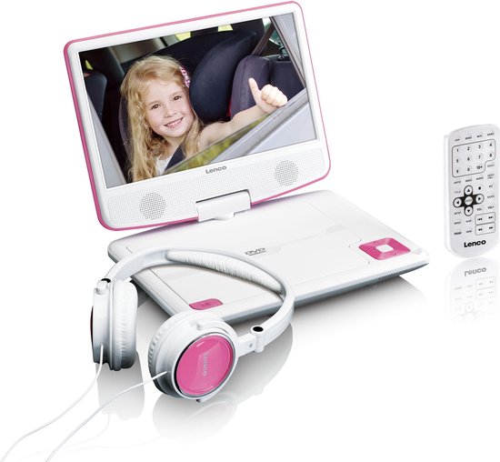 Lenco DVP-910PK - Portable DVD-speler met batterij - 9 inch - Roze | bol.com