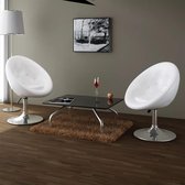 Loungestoelen Chesterfield kunstleer wit 2 st