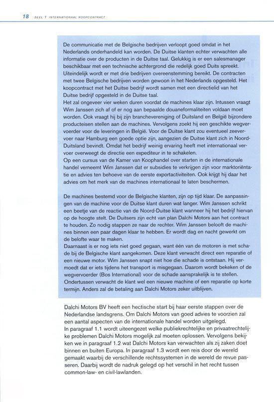 Pagina 18 uit een boek met de titel "DEEL 7 INTERNATIONAAL KOOPCONTRACT"