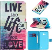 iCarer Live the life print wallet case cover Microsoft Lumia 640