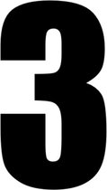 Cijfer 3 Deursticker Dikgedrukt - Kliko Sticker - Huisnummer - Zwart