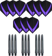 3 sets (9 stuks) Super Sterke – Paars - Vista-X – darts flights – inclusief 3 sets (9 stuks) - medium - darts shafts
