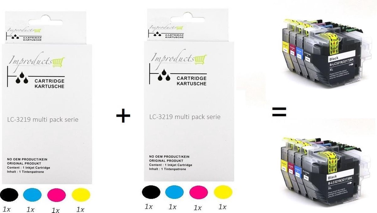 Improducts® Inkt cartridges - Alternatief Brother LC3219/ LC-3219 / 3219 8 stuks