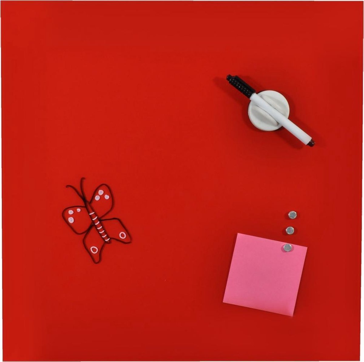DESQ® Magnetisch Glasbord - Rood - 45 x 45 cm - Inclusief Wisser en Stift en Magneten