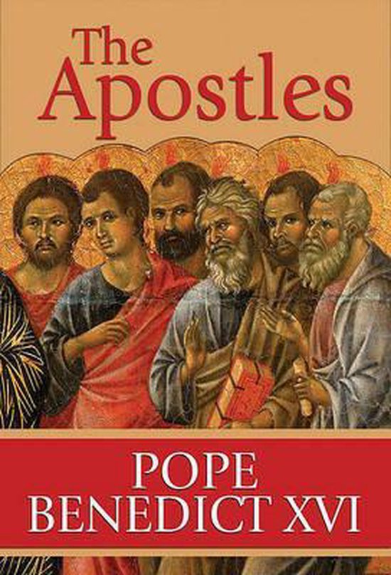 Boek 'The Apostles' door Paus Benedictus XVI, met een schildering van de apostelen.