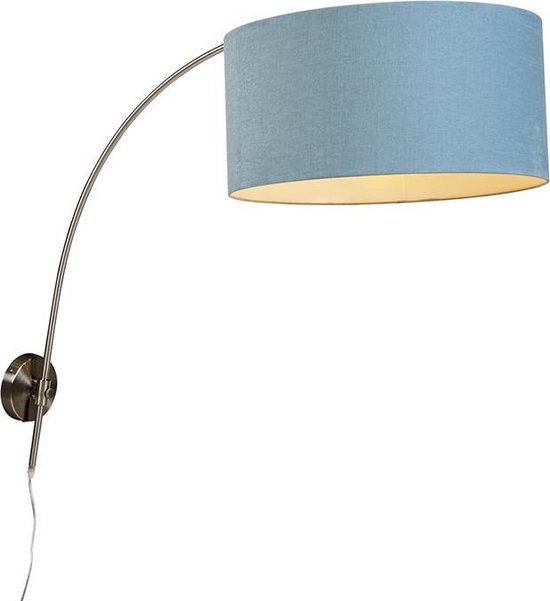 bescherming wijsheid heerlijkheid QAZQA arc - Moderne Wand booglamp voor binnen - 1 lichts - D 890 mm - Blauw  -... | bol.com
