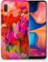 TPU Siliconen Backcase Geschikt voor Samsung Galaxy A20e Design Tulpen