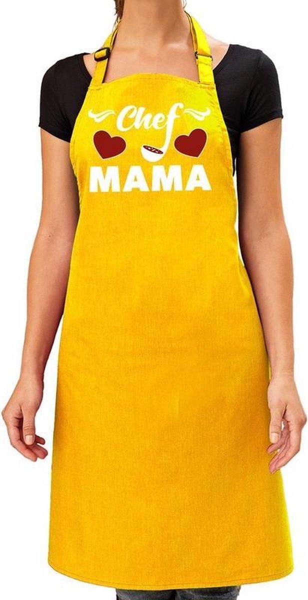 Chef Mama keukenschort geel voor dames - Moederdag - bbq schort