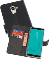 Booktype Telefoonhoesjes - Bookcase Hoesje - Wallet Case -  Geschikt voor Samsung Galaxy J6 2018 - Zwart